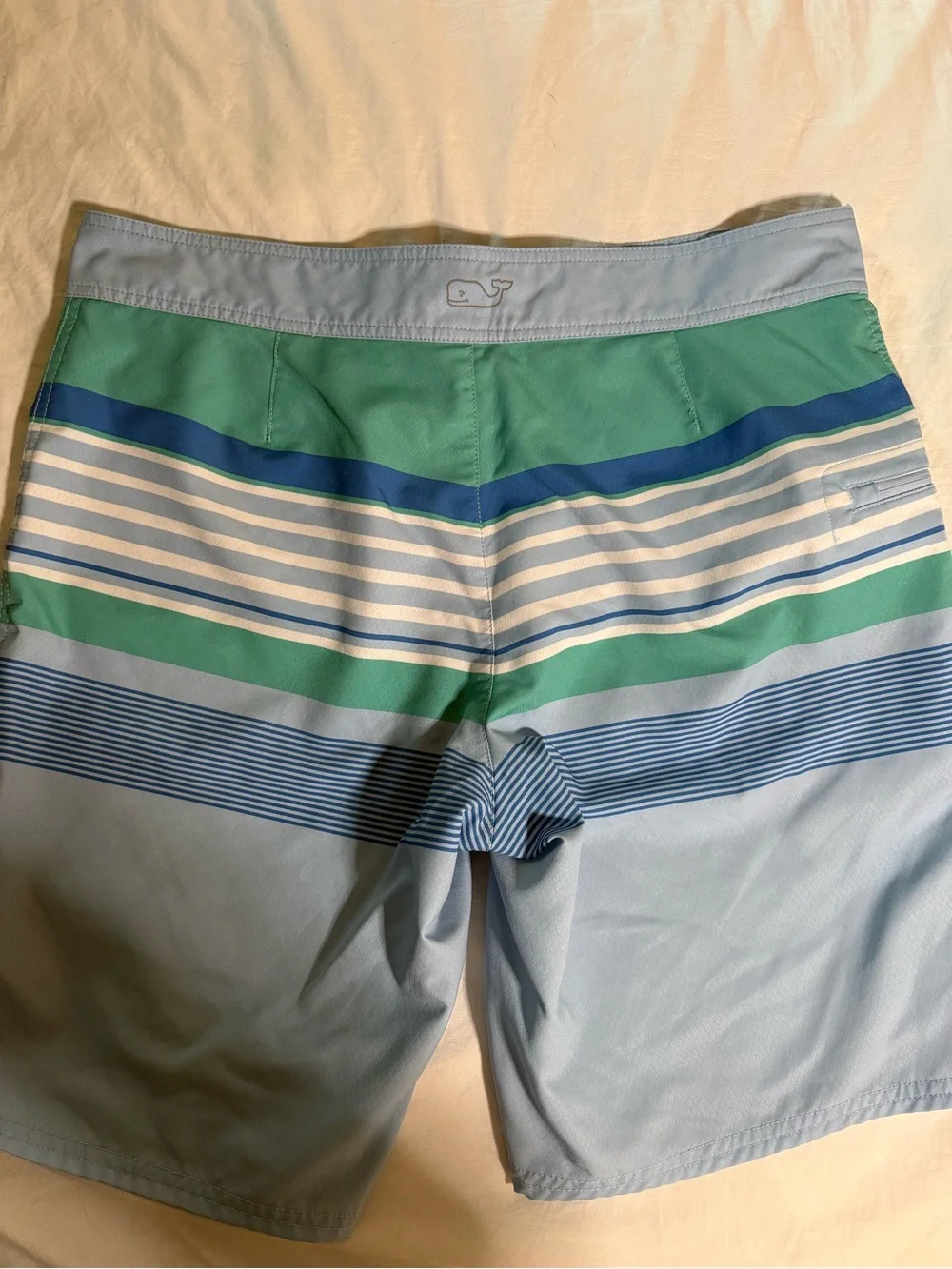 Vineyard Vines Board Shorts Men’s 34 Blue Green Stripe Swim Trunks